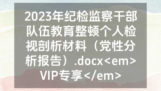 2023年纪检监察干部队伍教育整顿个人检视剖析材料（党性分析报告）.docx<em>VIP专享</em>