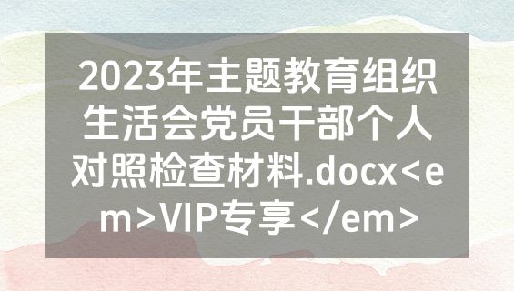 2023年主题教育组织生活会党员干部个人对照检查材料.docx<em>VIP专享</em>