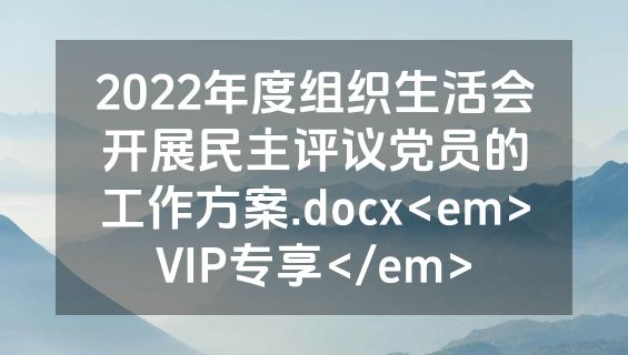 2022年度组织生活会开展民主评议党员的工作方案.docx<em>VIP专享</em>
