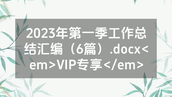 2023年第一季工作总结汇编（6篇）.docx<em>VIP专享</em>