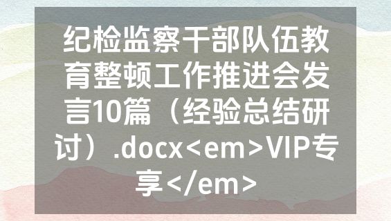 纪检监察干部队伍教育整顿工作推进会发言10篇（经验总结研讨）.docx<em>VIP专享</em>