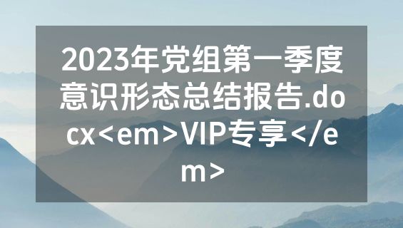2023年党组第一季度意识形态总结报告.docx<em>VIP专享</em>
