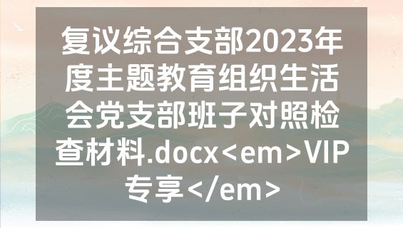 复议综合支部2023年度主题教育组织生活会党支部班子对照检查材料.docx<em>VIP专享</em>