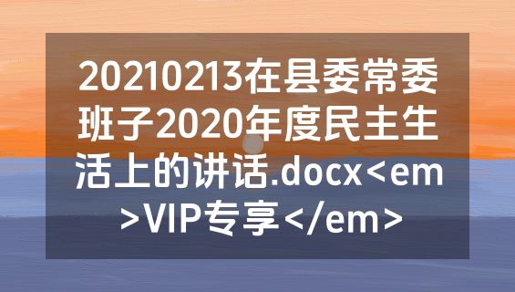 20210213在县委常委班子2020年度民主生活上的讲话.docx<em>VIP专享</em>