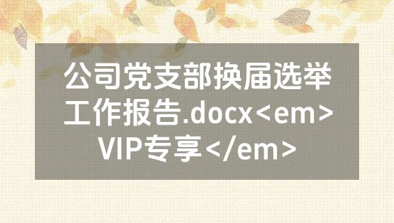 公司党支部换届选举工作报告.docx<em>VIP专享</em>