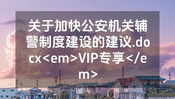 关于加快公安机关辅警制度建设的建议.docx<em>VIP专享</em>