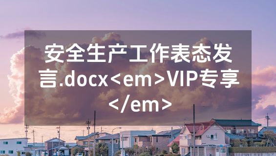 安全生产工作表态发言.docx<em>VIP专享</em>