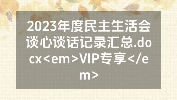 2023年度民主生活会谈心谈话记录汇总.docx<em>VIP专享</em>