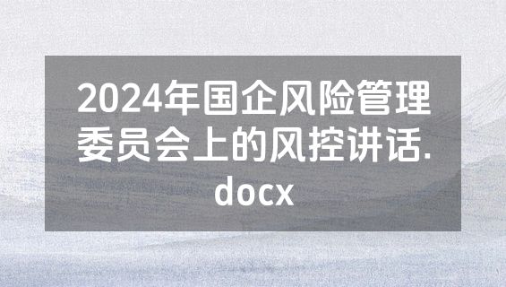 2024年国企风险管理委员会上的风控讲话.docx
