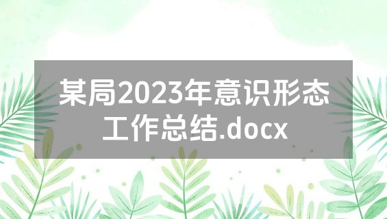 某局2023年意识形态工作总结.docx