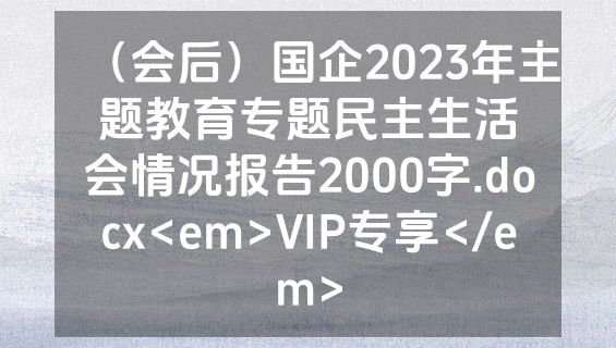 （会后）国企2023年主题教育专题民主生活会情况报告2000字.docx<em>VIP专享</em>