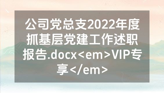 公司党总支2022年度抓基层党建工作述职报告.docx<em>VIP专享</em>