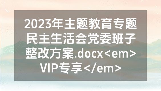 2023年主题教育专题民主生活会党委班子整改方案.docx<em>VIP专享</em>