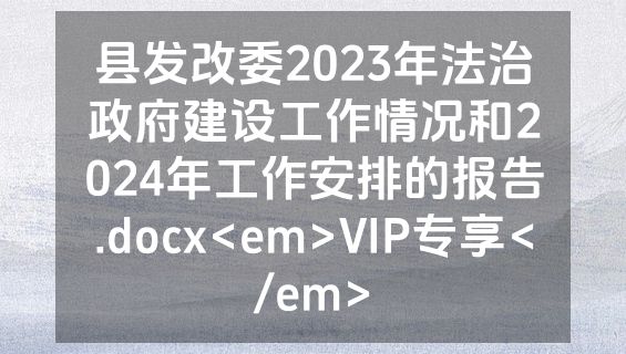 县发改委2023年法治政府建设工作情况和2024年工作安排的报告.docx<em>VIP专享</em>