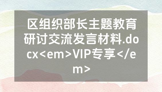 区组织部长主题教育研讨交流发言材料.docx<em>VIP专享</em>