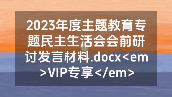 2023年度主题教育专题民主生活会会前研讨发言材料.docx<em>VIP专享</em>