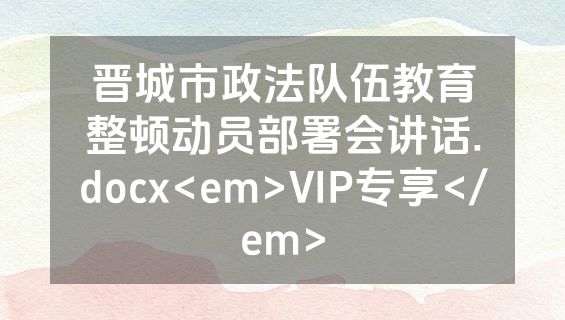 晋城市政法队伍教育整顿动员部署会讲话.docx<em>VIP专享</em>