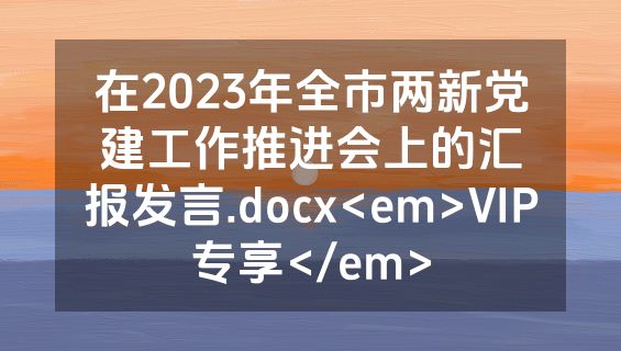 在2023年全市两新党建工作推进会上的汇报发言.docx<em>VIP专享</em>