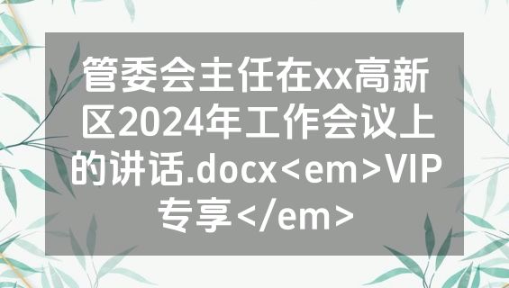 管委会主任在xx高新区2024年工作会议上的讲话.docx<em>VIP专享</em>