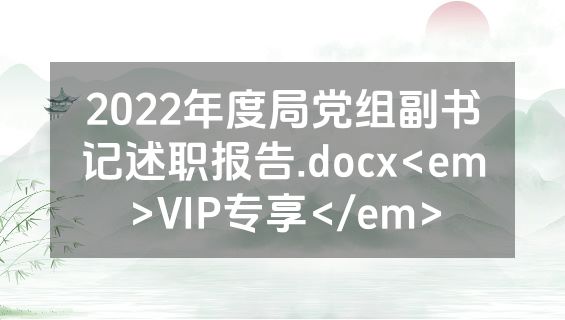 2022年度局党组副书记述职报告.docx<em>VIP专享</em>
