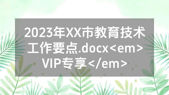 2023年XX市教育技术工作要点.docx<em>VIP专享</em>