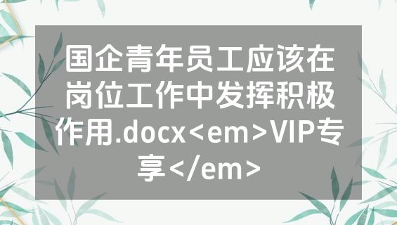 国企青年员工应该在岗位工作中发挥积极作用.docx<em>VIP专享</em>