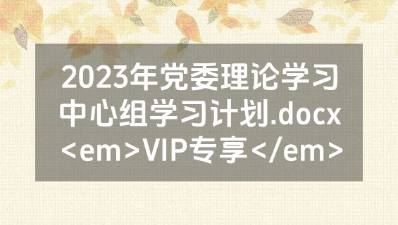 2023年党委理论学习中心组学习计划.docx<em>VIP专享</em>