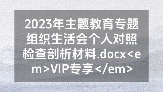 2023年主题教育专题组织生活会个人对照检查剖析材料.docx<em>VIP专享</em>