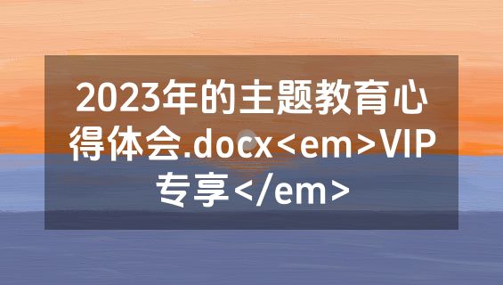 2023年的主题教育心得体会.docx<em>VIP专享</em>