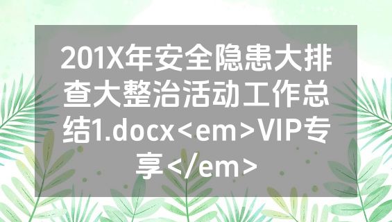201X年安全隐患大排查大整治活动工作总结1.docx<em>VIP专享</em>