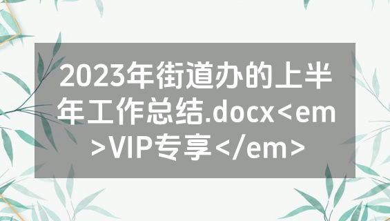 2023年街道办的上半年工作总结.docx<em>VIP专享</em>