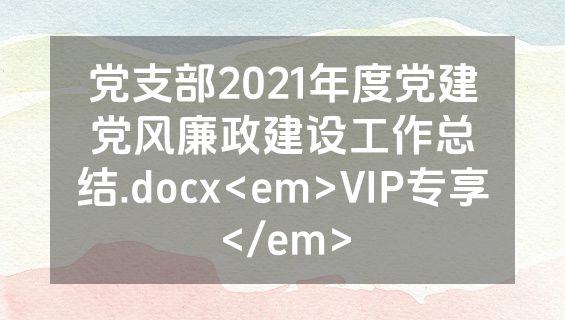 党支部2021年度党建党风廉政建设工作总结.docx<em>VIP专享</em>
