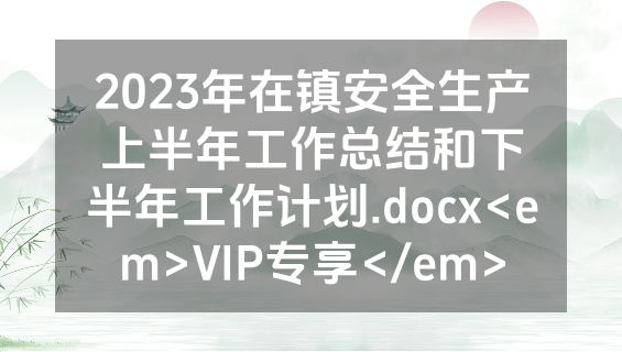 2023年在镇安全生产上半年工作总结和下半年工作计划.docx<em>VIP专享</em>