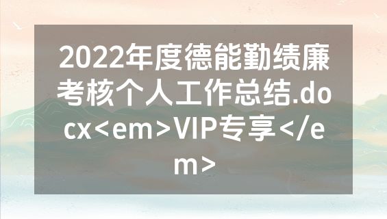 2022年度德能勤绩廉考核个人工作总结.docx<em>VIP专享</em>