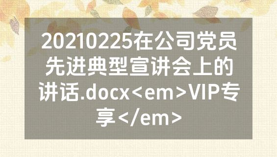 20210225在公司党员先进典型宣讲会上的讲话.docx<em>VIP专享</em>