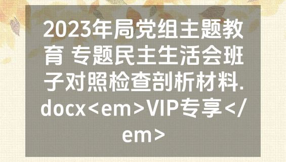 2023年局党组主题教育 专题民主生活会班子对照检查剖析材料.docx<em>VIP专享</em>