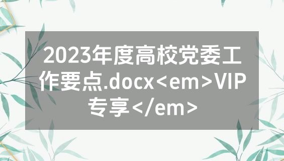 2023年度高校党委工作要点.docx<em>VIP专享</em>