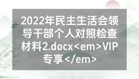 2022年民主生活会领导干部个人对照检查材料2.docx<em>VIP专享</em>