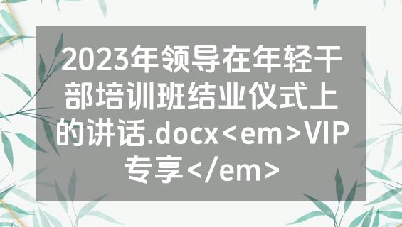 2023年领导在年轻干部培训班结业仪式上的讲话.docx<em>VIP专享</em>