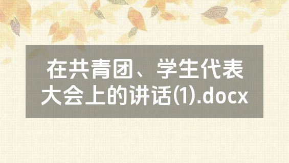 在共青团、学生代表大会上的讲话(1).docx