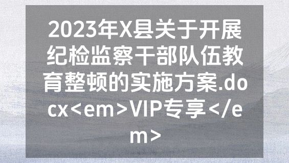 2023年X县关于开展纪检监察干部队伍教育整顿的实施方案.docx<em>VIP专享</em>