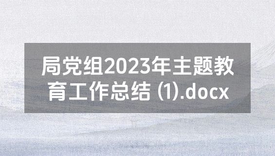 局党组2023年主题教育工作总结 (1).docx