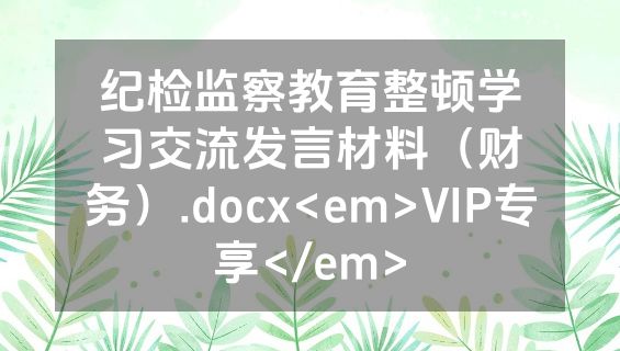 纪检监察教育整顿学习交流发言材料（财务）.docx<em>VIP专享</em>