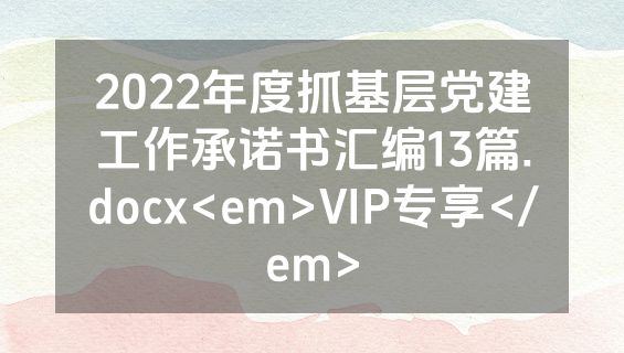 2022年度抓基层党建工作承诺书汇编13篇.docx<em>VIP专享</em>