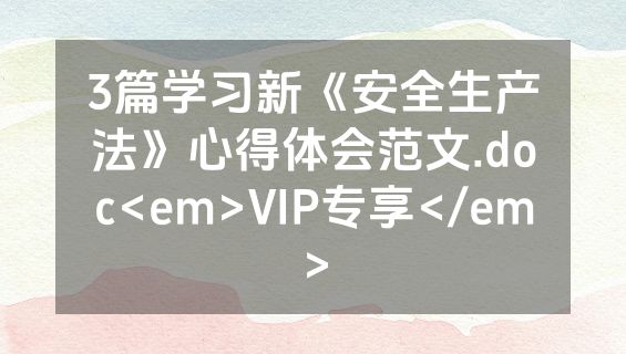 3篇学习新《安全生产法》心得体会范文.doc<em>VIP专享</em>
