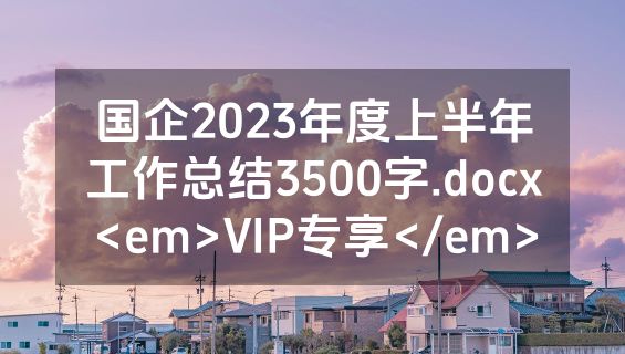 国企2023年度上半年工作总结3500字.docx<em>VIP专享</em>