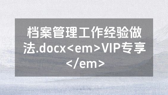 档案管理工作经验做法.docx<em>VIP专享</em>