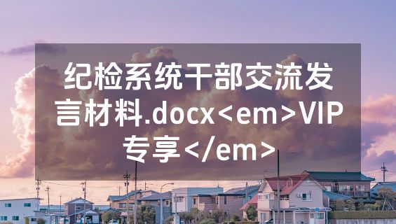 纪检系统干部交流发言材料.docx<em>VIP专享</em>