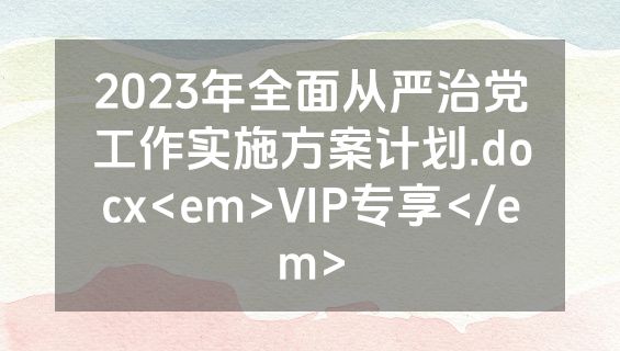 2023年全面从严治党工作实施方案计划.docx<em>VIP专享</em>