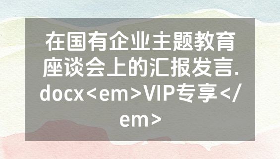 在国有企业主题教育座谈会上的汇报发言.docx<em>VIP专享</em>